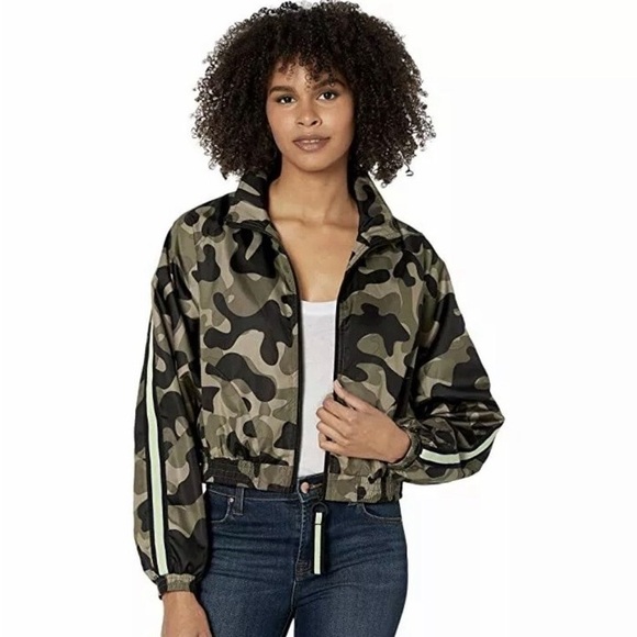 Blanc Noir Camo Cropped Bomber Jacket with side stripe Size M - Picture 8 of 15